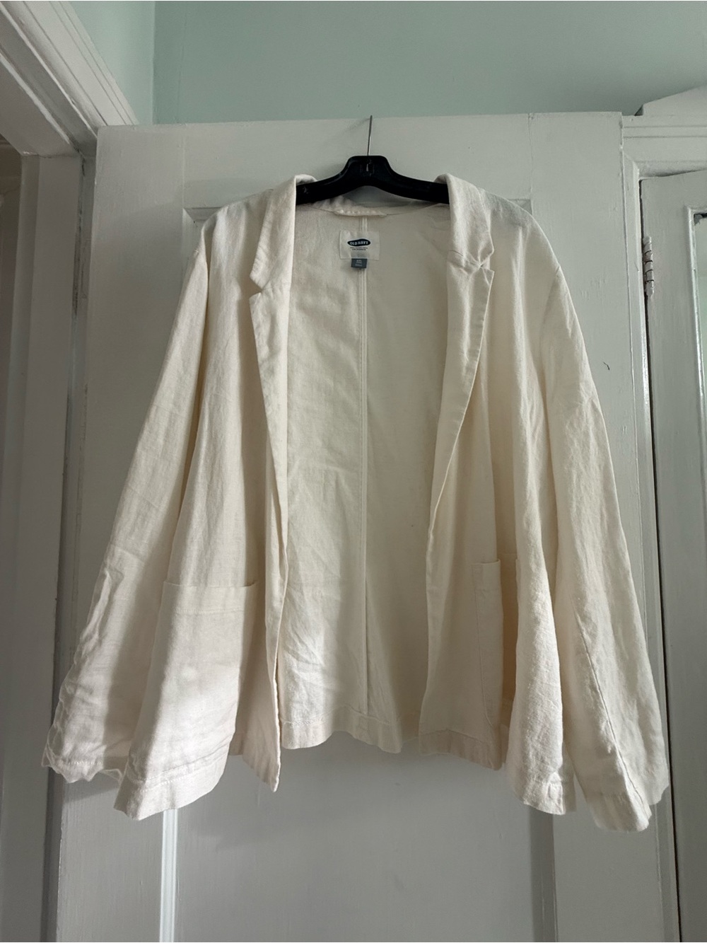 White Linen-Blend Women's Blazer Old Navy M
